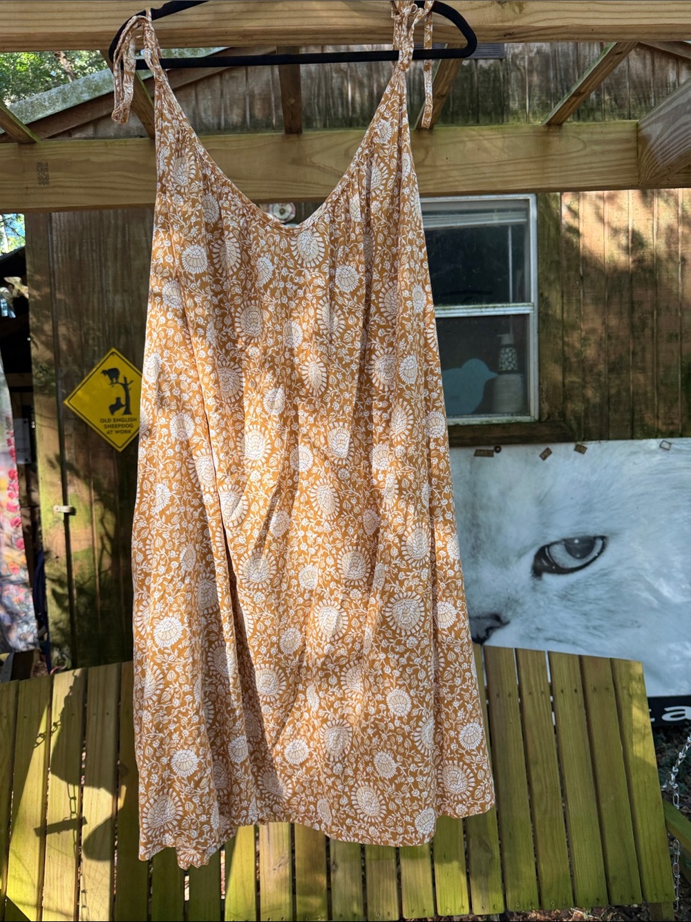 Old Navy Mustard Floral Tie-Shoulder Midi Dress perfect beach cover-up size 4X